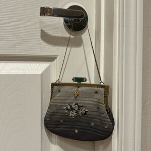 Vtg Art Deco Needlepoint Jadeite 1930s evening bag small purse
